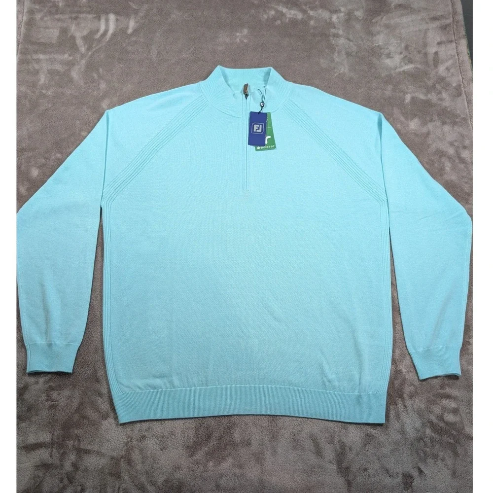 Footjoy Half Zip Sweater Mens XXL Mint Green Drirelease Wool Blend Golf 33307